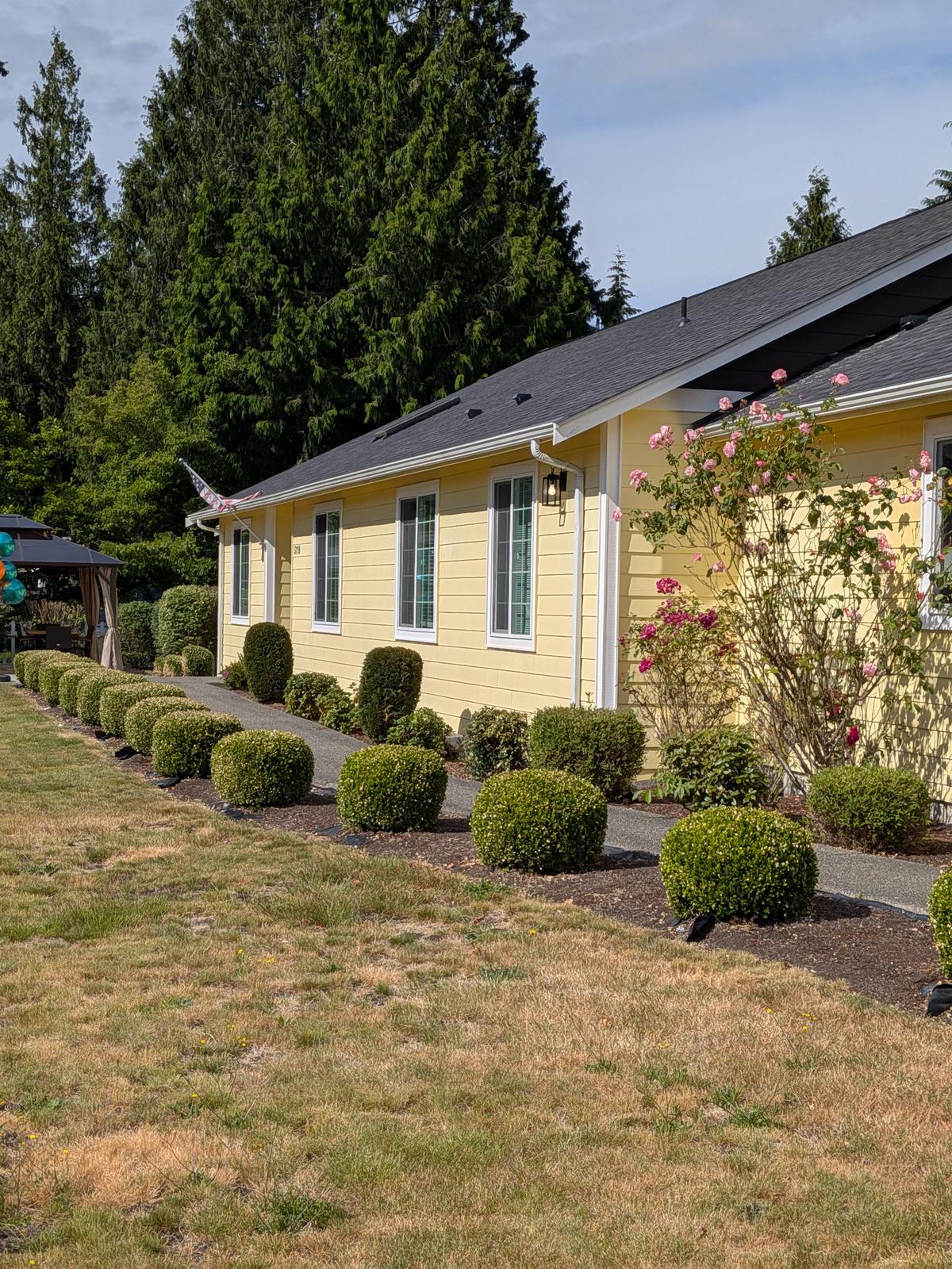 Lush greenery and landscaping surrounding the Edmonds Villa adult family home property